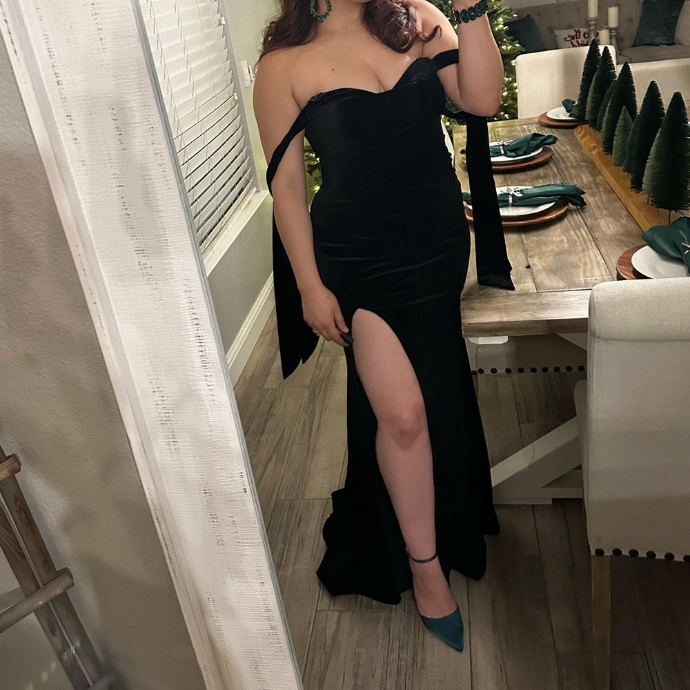 Black velvet formal gown